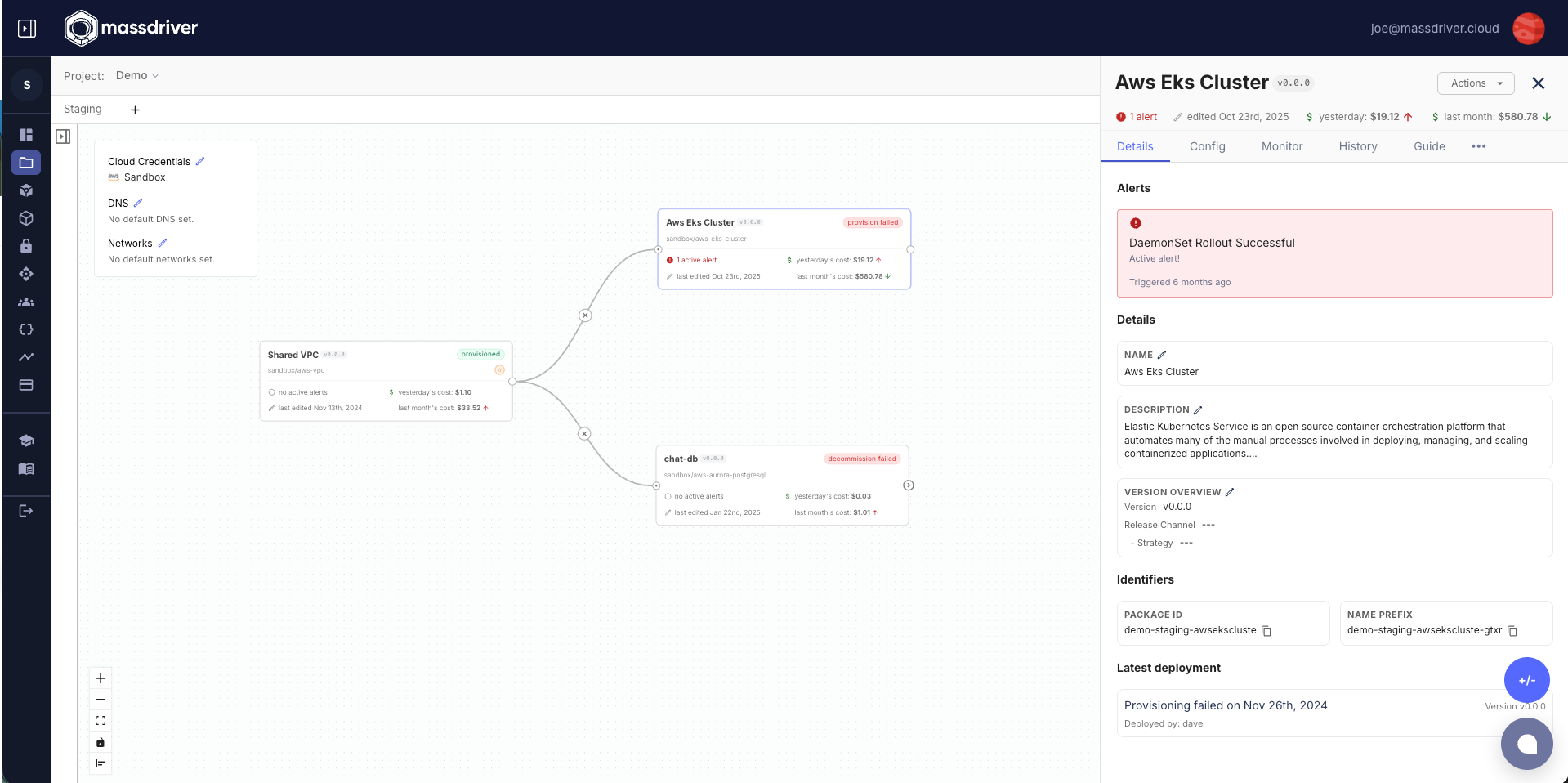 Package version configuration panel